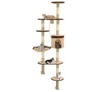 Arbre à chat mural - vidaXL - Sisal - 194 cm - Beige et marron