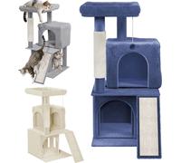 Arbre à chat NAIZY Hauteur 93 cm Maison pour chats, Tour d'escalade à plusieurs étages avec poteaux en sisal, plates-formes, balles de jeu & tanière pour chats, Arbre à chat stable, Meubles pour chats