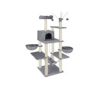 Arbre à chat pannau de fibres 165 cm avec griffoir corde en sisal gris