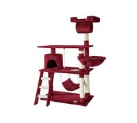 Arbre à chat - TECTAKE - Arbre à chat MARCEL avec griffoir, plateforme d'escalade, hamac, tube et cabane, 105 x 60 x 141 cm - Rouge