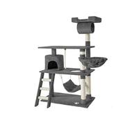 Arbre à chat panneau de fibres griffoir sisal 141cm sécurité gris