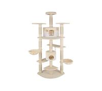 Arbre à chat 201 cm avec griffoir et plateforme d'escalade beige/blanc