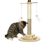 Arbre à chat PawHut, 56 cm, arbre à grimper avec planche à gratter, arbre à chat avec jouets en forme de balle, colonne de sisal, arbre à chat, meuble pour chats, bois naturel