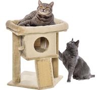 Arbre à chat PawHut 57 cm Petit arbre à chat avec niche pour chats, plateforme de repos, arbre à chat avec griffoir, balle de jeu, meuble pour chats jusqu'à 5 kg, café