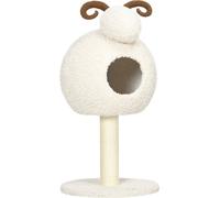 Arbre à chat PawHut, 80 cm, arbre à chat avec grotte pour chats, arbre à chat design chèvre, arbre à grimper avec colonne de sisal et cadre en peluche, meuble pour chats, blanc crème