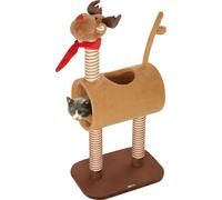 Arbre à chat PawHut 98 cm Tour pour chats en design cerf, avec grotte, balle de jeu, troncs en jute, arbre à chat, arbre à grimper, pour chats de taille moyenne, brun