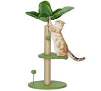 PawHut Arbre à chat Centre d'activités 83 cm Griffoir jute, balles, plateformes peluche - Vert