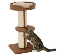 Arbre à chat - PawHut - avec griffoir - 2 plateformes - coussin - perchoirs avec bord relevé - marron clair