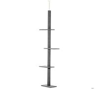 Pawhut Arbre à chat Poteau à griffer Hauteur réglable 43×27×228–260 cm 4 niveaux Gris clair