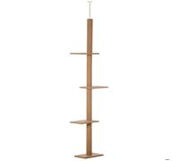 Arbre à chat - PawHut - du sol au plafond poteau à griffer 4 niveaux activités réglable - peluche - 43x27x228-260H cm - marron