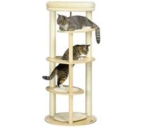 Arbre à chat PawHut en bois 123,5 cm Tour d'escalade pour chat Ø54x123,5 cm Chêne