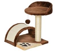 Arbre à chat PawHut Griffoir pour petits chats Hauteur 46 cm Arbre à chat 2 niveaux 35,5 x 37 x 46 cm Marron