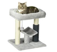 Pawhut Arbre à chat Petit arbre à grimper 48 cm - Poteau sisal, balle suspendue Gris