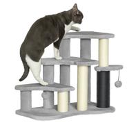 Arbre à chat - PawHut - plates-formes en peluche - 2 balles de jeu - poteaux à griffer en sisal - hauteur de 50 cm- gris clair