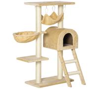 Pawhut Arbre à chat – tour de jeu stable 98 cm, griffoir multi-niveaux, beige