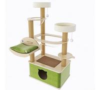 Arbre a Chat Petit, Arbre à Chat avec Condos en Acrylique Transparent, 3 Piliers en Sisal, Base Elargie Plaque Epaisse et Plateforme de Saut