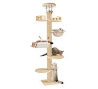 Arbre a Chat Plafond du Sol au Plafond, Arbre à Chat XXL de Hauteur Réglable de 2,95 à 3,1 m, Griffoir pour Chats avec Tour à 6 Niveaux avec 7 Poteaux à Griffer en Sisal (Jaune)