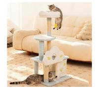 Arbre à Chat Plate-Forme D'observation Forme Nuage Colonne à Griffer en Chanvre Jouet Étoile Arbres à Chat Base Épaissie Recouverte de Velours Nid de Chat Semi-fermé Plate-Formes à Plusieurs Niveaux