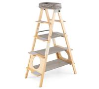 Arbre à Chat Pliable pour 5 Niveaux 104 x 53,5 x 151 cm avec Coussin Amovible dans Un Design Moderne en Bois Gris 20_0018327