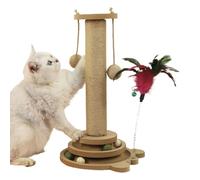Arbre à chat - Poteau à gratter avec sisal et jouets - Centre d'activités interactif multifonction avec jeu de boules et chemin de fer pour s'amuser en intérieur