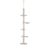 PawHut Arbre Chat du Sol au Plafond Poteau à griffer L40 x l 34 x H 230-260 cm 5 Niveaux d'activités Beige