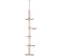 Pawhut Arbre à chat Beige Réglable à 230-270 - Poteau à Griffer & 5 niveaux d'activités L40 x l34 cm, Confort pour Chats Aosom France
