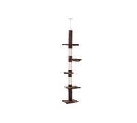 PawHut Arbre Chat du Sol au Plafond Poteau à griffer L40 x l 34 x H 230-260 cm 5 Niveaux d'activités Marron