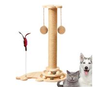 Arbre À Chat Pour Chat - Base En Bois, Corde En Sisal, Structure 4 En 1, Tige Interactive Pour Soins Des Griffes, Stable, Meuble D'intérieur Pour Chatt Peu Encombrant | Arbre À Cht Sécurisé Pour La Ma