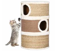 Arbre à chat pour grands chats, 60 cm en jonc de mer avec 3 grandes ouvertures, grotte spacieuse pour jouer, dormir et aiguiser les griffes, peluche douce à l'intérieur