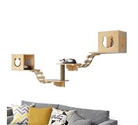 Arbre à chat pour grands chats - Cadre d'escalade mural avec plateforme de saut et trampoline - Meuble pour chat peu encombrant pour jouer et faire de l'exercice en intérieur