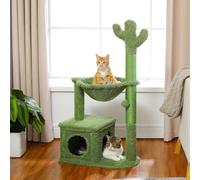 Arbre à chat quantique avec condo Lagre, hamac, boule de ling recrutée, petite tour pour chat, griffoir pour chat, jouets d'intérieur AMT0066GN-XL