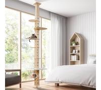 Arbre à chat réglable de sol au plafond - Poteau à chat naturel - Arbre à chat peu encombrant
