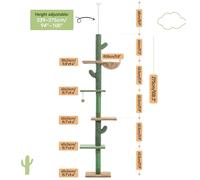 Arbre à chat réglable en hauteur, forme de cactus à 5 étages, troncs à griffer en sisal, AMT0187GNcommeillustrétraduireenfrançaisenconservant la structure et la signification originales pour les locut