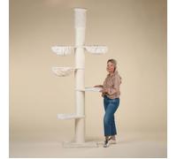 Arbres à Chat RHRQuality pour Grands Chats - Maine Coon Tower Plus - 235 à 255 cm de Haut - avec poteaux en sisal Extra épais de 20 cm - Crème