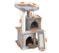 Arbre à chat, Sièges confortables, Double espace de vie, AMT0014GY, comme illustré
