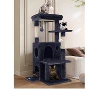 Arbre a Chat Solide avec Grande Base Niches Plateforme Peluche Jouets,Arbres à Chat Hauteur 127cm pour Grands Chats(FC50,Gris