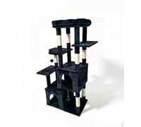 Arbre à Chat Solide de 155 cm Multi-Niveaux, adapté aux Grands Chats et Maine Coon. Doté d'un Grand perchoir, Deux spacieuses niches, poteaux sisal et Jouets Pendants, Parfait pour Plusieurs Chats.