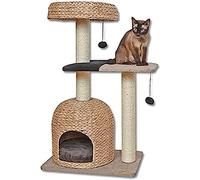 Arbre à chat spacieux fait à la main - Maison de jeu respirante avec hamac, meubles résistants et jouet d'escalade pour chats actifs - Design lumineux