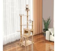 Arbre à chat stable à plusieurs étages avec grottes, panier, colonnes et plate-forme, arbre d'escalade pour chat pour zone de jeu et de repos, 170 cm de haut