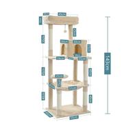 Arbre à chat, structure à trois couches, matériau en bois durable, AMT0110BG, comme illustré