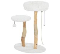 PawHut Arbre à Chat, 85 cm, Arbre à Grimper, avec lit, poteaux à griffer, Plateforme de Saut, Balle et Corde de Jeu, pour intérieur, Blanc