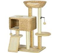 Arbre à chat style cosy chic griffoirs sisal naturel équipement multiple peluche jacinthe d'eau beige Beige
