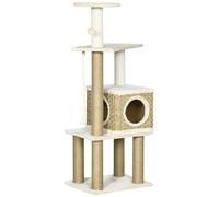 Arbre À Chat Style Cosy Chic Griffoirs Sisal Naturel Niche Plateformes Corde Jeu Boule Peluche Courte Cordes D'algues Tressées