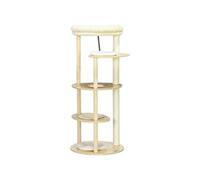 PawHut Arbre à Chat griffoir grattoir avec poteaux sisal Coussin Amovible Plateforme - Hauteur 123,5 cm - Peluche et Bois - Beige