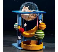 Arbre À Chat sur Le Thème de la Planète, Tour À Plusieurs Niveaux avec Condo en Forme de Capsule Spatiale Et Plate-Forme en Forme de Lune, Poteaux À Gratter, Tour Jeu pour Arbre À Chat pour Intérieur