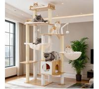 Arbre à chat - SUTEO - 179 cm - Coloris Noyer - Structure extra stable - 8 poteaux sisal