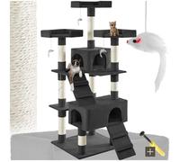 tectake® Arbre à Chat Griffoir pour Chats en sisal H170 cm, Jeux Chat Appartement Accessoire Grattoir Niche Couchage Panier Lit pour Chats Jeu à Souris Echelle