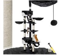 ARBRE A CHAT - TECTAKE - Arbre à chat 243 cm à 260 cm HANSI Griffoir avec 2 Hamacs + 2 Cabanes - Noir/Blanc