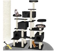 TECTAKE Arbre à chat 214 cm avec griffoir et plateforme d'escalade noir