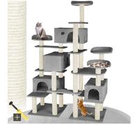 Arbre à chat griffoir escalade 214 cm avec corde en sisal gris